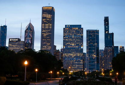city skyline at night
